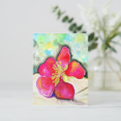 Carte Postale Aquarelle à fleurs rose mystère (Debout devant)