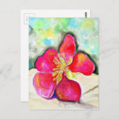 Carte Postale Aquarelle à fleurs rose mystère (Devant / Derrière)