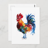 Carte Postale Aquarelle à grand coq (Devant / Derrière)