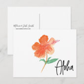 Carte Postale Aquarelle à la main Hawaii Hibiscus Floral Moving (Devant / Derrière)