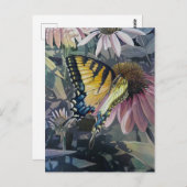 Carte Postale Aquarelle à papillon jaune (Devant / Derrière)