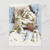 Carte Postale Aquarelle à thème hivernal. (Devant)