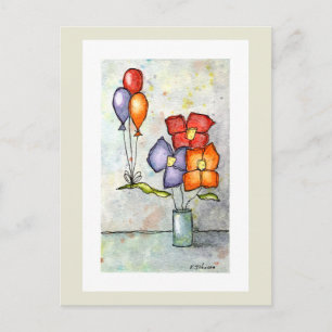 Carte postale Aquarelle à trois fleurs de ballon