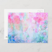 Carte Postale Aquarelle Abstrait Motif rose, Forêt rose (Devant / Derrière)