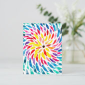 Carte Postale Aquarelle abstraite arc-en-ciel en spirale (Debout devant)