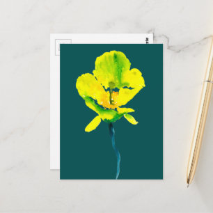 Carte Postale Aquarelle abstraite de fleurs jaunes
