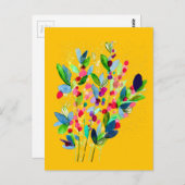 Carte Postale Aquarelle abstraite florale colorée (Devant / Derrière)