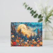 Carte Postale Aquarelle Abstraite illustration de la pleine lune (Debout devant)