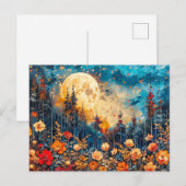 Carte Postale Aquarelle Abstraite illustration de la pleine lune (Devant / Derrière)