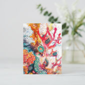 Carte Postale Aquarelle Abstraite Illustration des récifs corall (Debout devant)