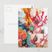 Carte Postale Aquarelle Abstraite Illustration des récifs corall (Devant / Derrière)