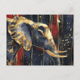 Carte Postale Aquarelle abstraite Illustration d'un éléphant