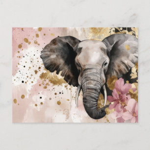 Carte Postale Aquarelle abstraite Illustration d'un éléphant