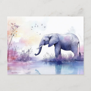 Carte Postale Aquarelle abstraite Illustration d'un éléphant