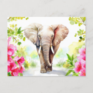 Carte Postale Aquarelle abstraite Illustration d'un éléphant