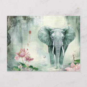 Carte Postale Aquarelle abstraite Illustration d'un éléphant