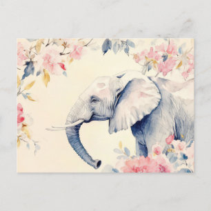 Carte Postale Aquarelle abstraite Illustration d'un éléphant
