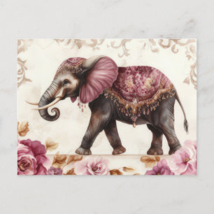 Carte Postale Aquarelle abstraite Illustration d'un éléphant