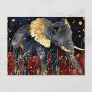 Carte Postale Aquarelle abstraite Illustration d'un éléphant