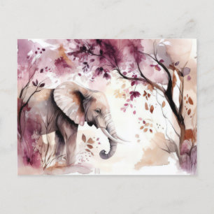 Carte Postale Aquarelle abstraite Illustration d'un éléphant