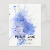 Carte Postale Aquarelle Abstraite trait de brosse bleu clair (Devant)