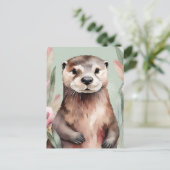 Carte Postale Aquarelle adorable Otter (Debout devant)