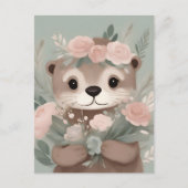 Carte Postale Aquarelle adorable Otter Boho (Devant)