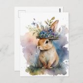 Carte Postale Aquarelle adorable Rabbit (Devant / Derrière)