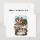 Carte Postale Aquarelle Afrique de Zanzibar (Devant / Derrière)