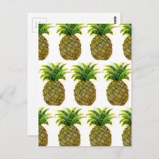 Carte Postale Aquarelle ananas (Devant / Derrière)