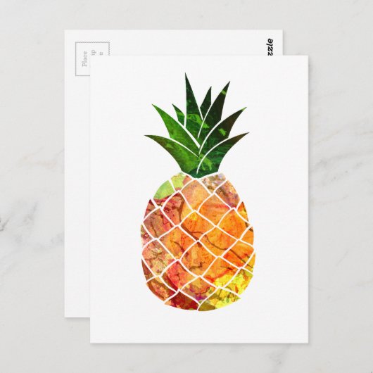 Carte Postale Aquarelle ananas (Devant / Derrière)
