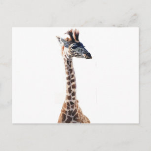 Carte Postale Aquarelle animalière animalière "Little Giraffe"