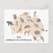 Carte Postale Aquarelle Animaux d'Australie (Devant)