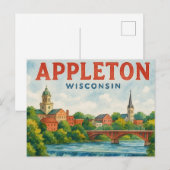 Carte postale aquarelle Appleton WI (Devant / Derrière)
