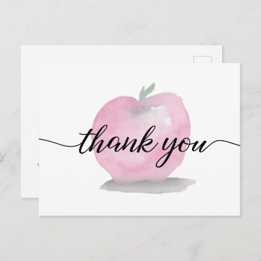 Carte Postale Aquarelle Appréciation Apple de l'enseignant Perso (Devant / Derrière)