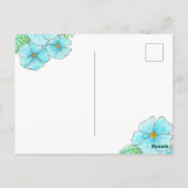 Carte Postale Aquarelle Aqua Fleurs Bleues Verdure Fête des Mère (Dos)