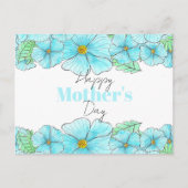 Carte Postale Aquarelle Aqua Fleurs Bleues Verdure Fête des Mère (Devant)