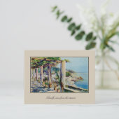 Carte Postale Aquarelle Aquarelle Golfe Amalfi De Salerne (Debout devant)