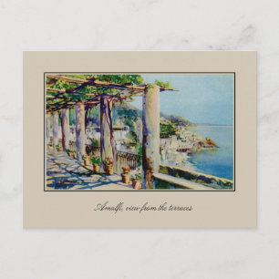 Carte Postale Aquarelle Aquarelle Golfe Amalfi De Salerne