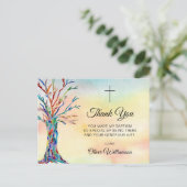 Carte Postale Aquarelle Arbre Baptême Christening Merci (Debout devant)