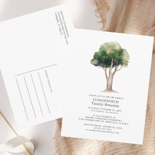 Carte Postale Aquarelle Arbre Famille Réunion Été Se Reunir