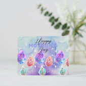 Carte Postale Aquarelle Artistique Pastel Encre Feuille Fête des (Debout devant)