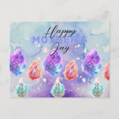 Carte Postale Aquarelle Artistique Pastel Encre Feuille Fête des (Devant)