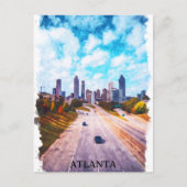 Carte Postale Aquarelle Atlanta Georgia Skyline City (Devant)