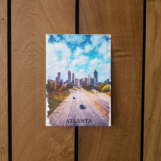 Carte Postale Aquarelle Atlanta Georgia Skyline City