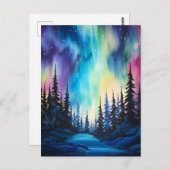 Carte Postale Aquarelle aurore boréale aurore boréale (Devant / Derrière)