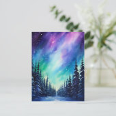 Carte Postale Aquarelle aurore boréale aurore boréale (Debout devant)