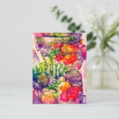 Carte Postale Aquarelle avec des légumes. Peint. (Debout devant)
