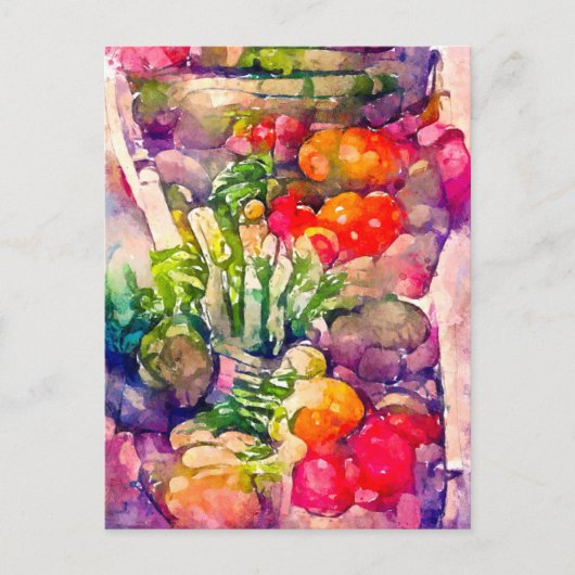 Carte Postale Aquarelle avec des légumes. Peint. (Devant)