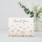 Carte Postale Aquarelle Baby shower de Merci Boho papillon (Debout devant)